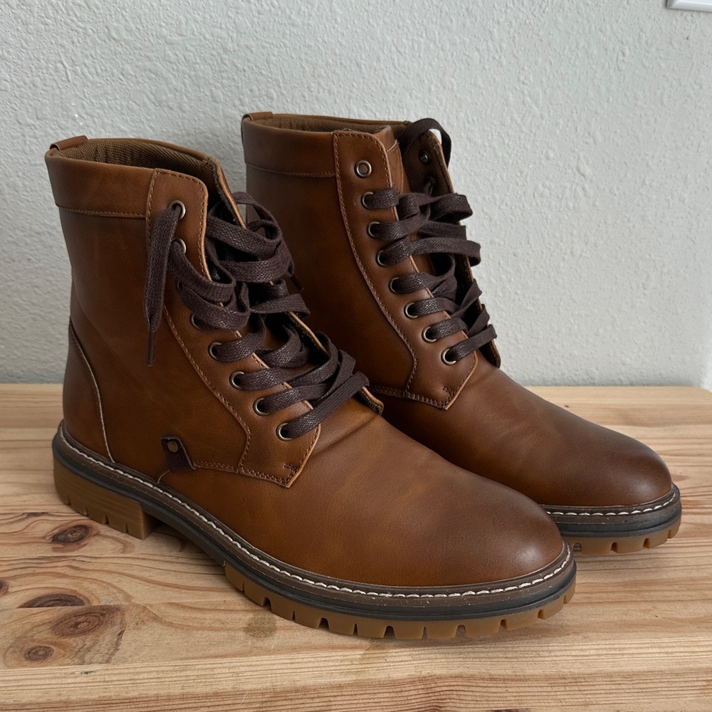 Vance Co Mens Denver Block Heel Lace-Up Boots 8.5 new